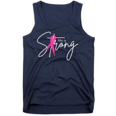 She Is Strong Breast Cancer Awareness Ribbon Tank Top