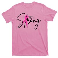 She Is Strong Breast Cancer Awareness Ribbon T-Shirt