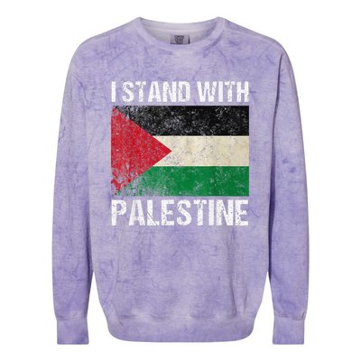 Support I stand with Palestine Free Palestine Flag Arabic Colorblast Crewneck Sweatshirt