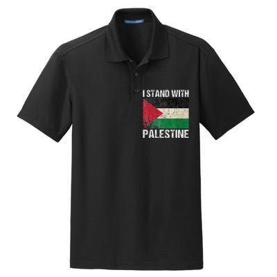 Support I stand with Palestine Free Palestine Flag Arabic Dry Zone Grid Polo