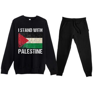 Support I stand with Palestine Free Palestine Flag Arabic Premium Crewneck Sweatsuit Set