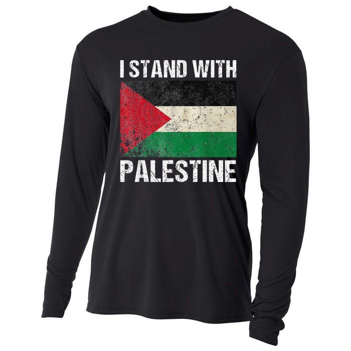 Support I stand with Palestine Free Palestine Flag Arabic Cooling Performance Long Sleeve Crew