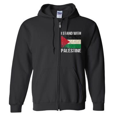 Support I stand with Palestine Free Palestine Flag Arabic Full Zip Hoodie