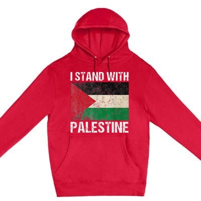 Support I stand with Palestine Free Palestine Flag Arabic Premium Pullover Hoodie