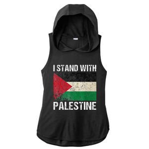 Support I stand with Palestine Free Palestine Flag Arabic Ladies PosiCharge Tri-Blend Wicking Draft Hoodie Tank