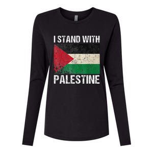 Support I stand with Palestine Free Palestine Flag Arabic Womens Cotton Relaxed Long Sleeve T-Shirt