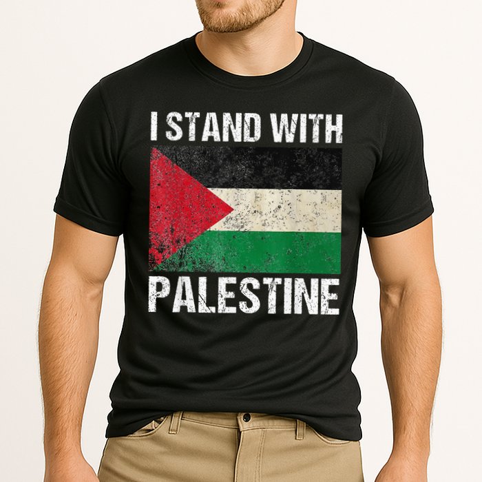 Support I stand with Palestine Free Palestine Flag Arabic Cooling Performance Crew T-Shirt