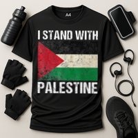 Support I stand with Palestine Free Palestine Flag Arabic Cooling Performance Crew T-Shirt