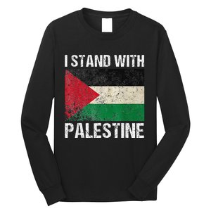 Support I stand with Palestine Free Palestine Flag Arabic Long Sleeve Shirt