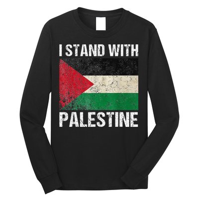 Support I stand with Palestine Free Palestine Flag Arabic Long Sleeve Shirt