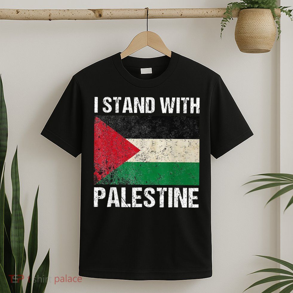 Support I stand with Palestine Free Palestine Flag Arabic T-Shirt