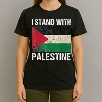 Support I stand with Palestine Free Palestine Flag Arabic T-Shirt