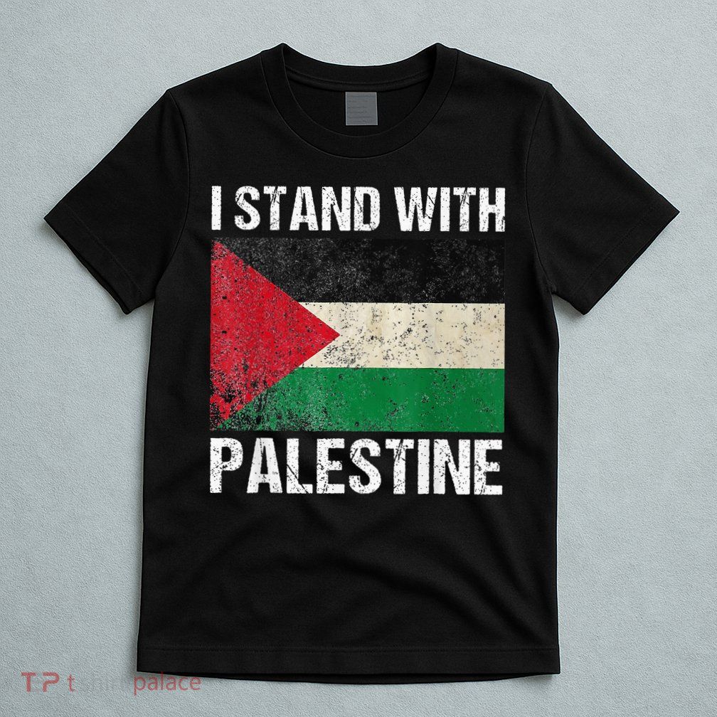 Support I stand with Palestine Free Palestine Flag Arabic T-Shirt