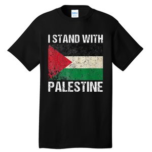 Support I stand with Palestine Free Palestine Flag Arabic Tall T-Shirt