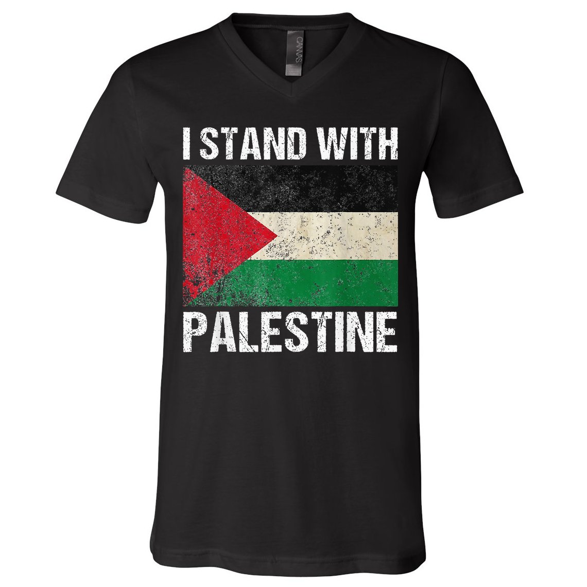 Support I stand with Palestine Free Palestine Flag Arabic V-Neck T-Shirt