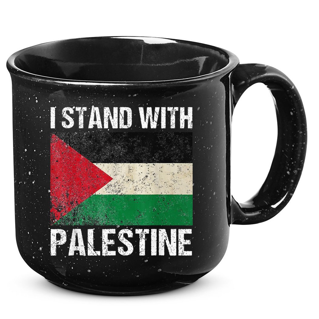 Support I stand with Palestine Free Palestine Flag Arabic 15oz Campfire Ceramic Mug