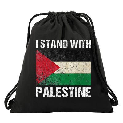 Support I stand with Palestine Free Palestine Flag Arabic Drawstring Bag