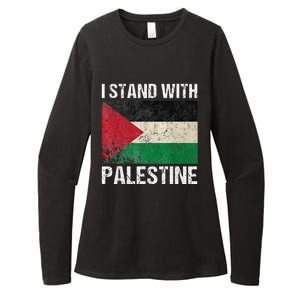 Support I stand with Palestine Free Palestine Flag Arabic Womens CVC Long Sleeve Shirt