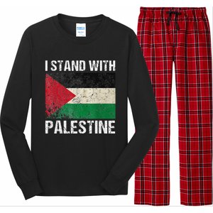 Support I stand with Palestine Free Palestine Flag Arabic Long Sleeve Pajama Set