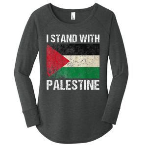 Support I stand with Palestine Free Palestine Flag Arabic Women's Perfect Tri Tunic Long Sleeve Shirt