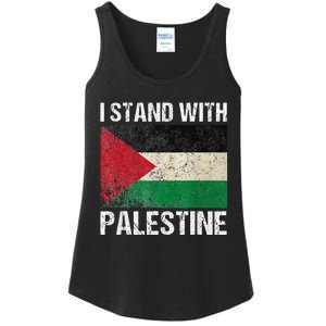 Support I stand with Palestine Free Palestine Flag Arabic Ladies Essential Tank