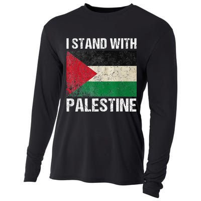 Support I stand with Palestine Free Palestine Flag Arabic Cooling Performance Long Sleeve Crew