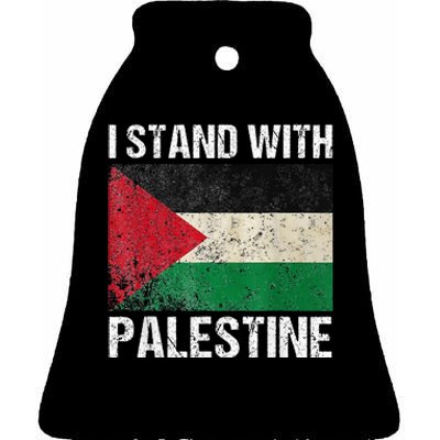 Support I stand with Palestine Free Palestine Flag Arabic Ceramic Bell Ornament