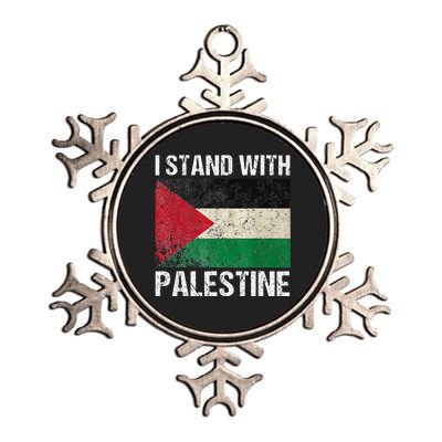 Support I stand with Palestine Free Palestine Flag Arabic Metallic Star Ornament