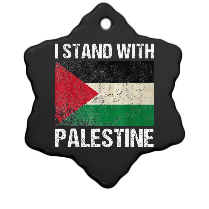 Support I stand with Palestine Free Palestine Flag Arabic Ceramic Star Ornament