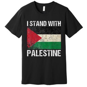 Support I stand with Palestine Free Palestine Flag Arabic Premium T-Shirt