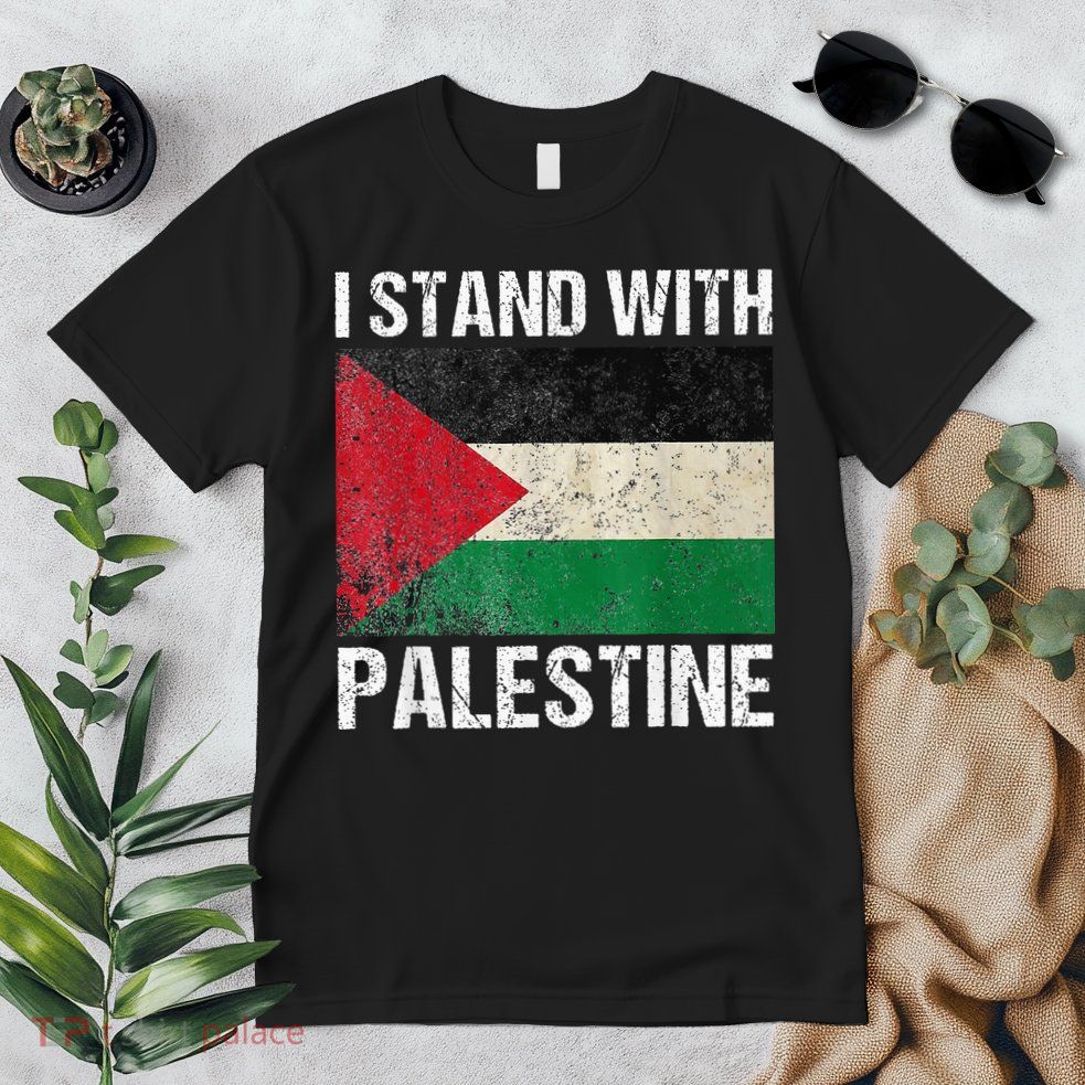 Support I stand with Palestine Free Palestine Flag Arabic Premium T-Shirt
