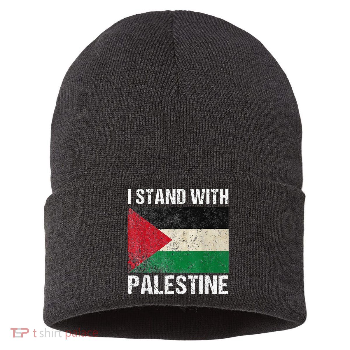 Support I stand with Palestine Free Palestine Flag Arabic Sustainable Knit Beanie