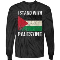 Support I stand with Palestine Free Palestine Flag Arabic Tie-Dye Long Sleeve Shirt