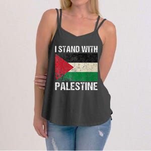 Support I stand with Palestine Free Palestine Flag Arabic Women's Strappy Tank