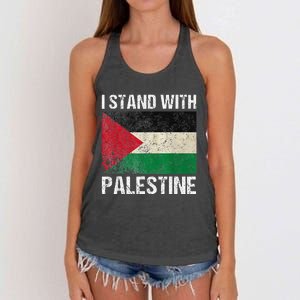 Support I stand with Palestine Free Palestine Flag Arabic Women's Knotted Racerback Tank