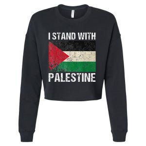 Support I stand with Palestine Free Palestine Flag Arabic Cropped Pullover Crew