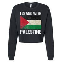 Support I stand with Palestine Free Palestine Flag Arabic Cropped Pullover Crew