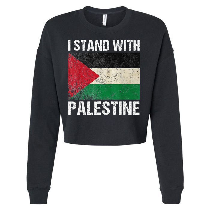Support I stand with Palestine Free Palestine Flag Arabic Cropped Pullover Crew