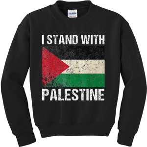 Support I stand with Palestine Free Palestine Flag Arabic Kids Sweatshirt