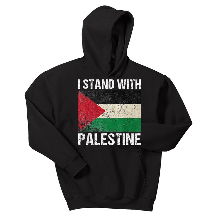 Support I stand with Palestine Free Palestine Flag Arabic Kids Hoodie