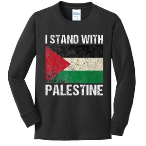 Support I stand with Palestine Free Palestine Flag Arabic Kids Long Sleeve Shirt