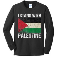 Support I stand with Palestine Free Palestine Flag Arabic Kids Long Sleeve Shirt