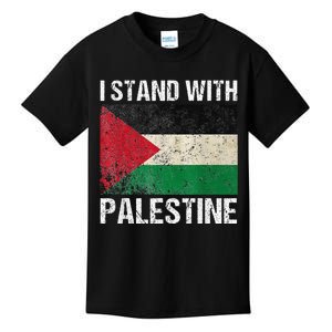 Support I stand with Palestine Free Palestine Flag Arabic Kids T-Shirt