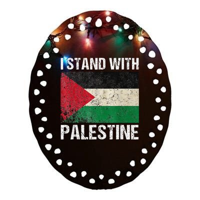 Support I stand with Palestine Free Palestine Flag Arabic Ceramic Oval Ornament