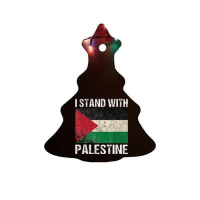 Support I stand with Palestine Free Palestine Flag Arabic Ceramic Tree Ornament