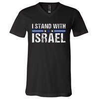 Support I Stand With Israel Jewish Heritage Israeli Flag V-Neck T-Shirt