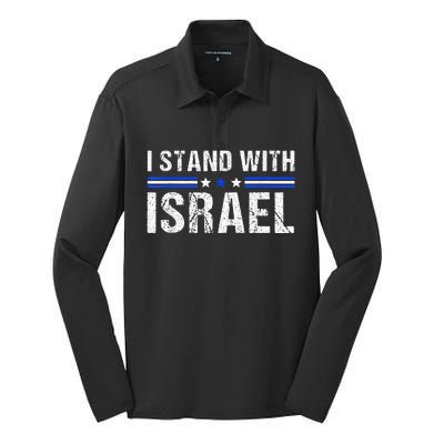 Support I Stand With Israel Jewish Heritage Israeli Flag Silk Touch Performance Long Sleeve Polo