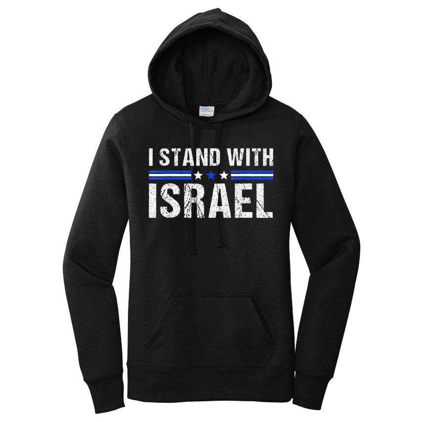 Support I Stand With Israel Jewish Heritage Israeli Flag Women's Pullover Hoodie