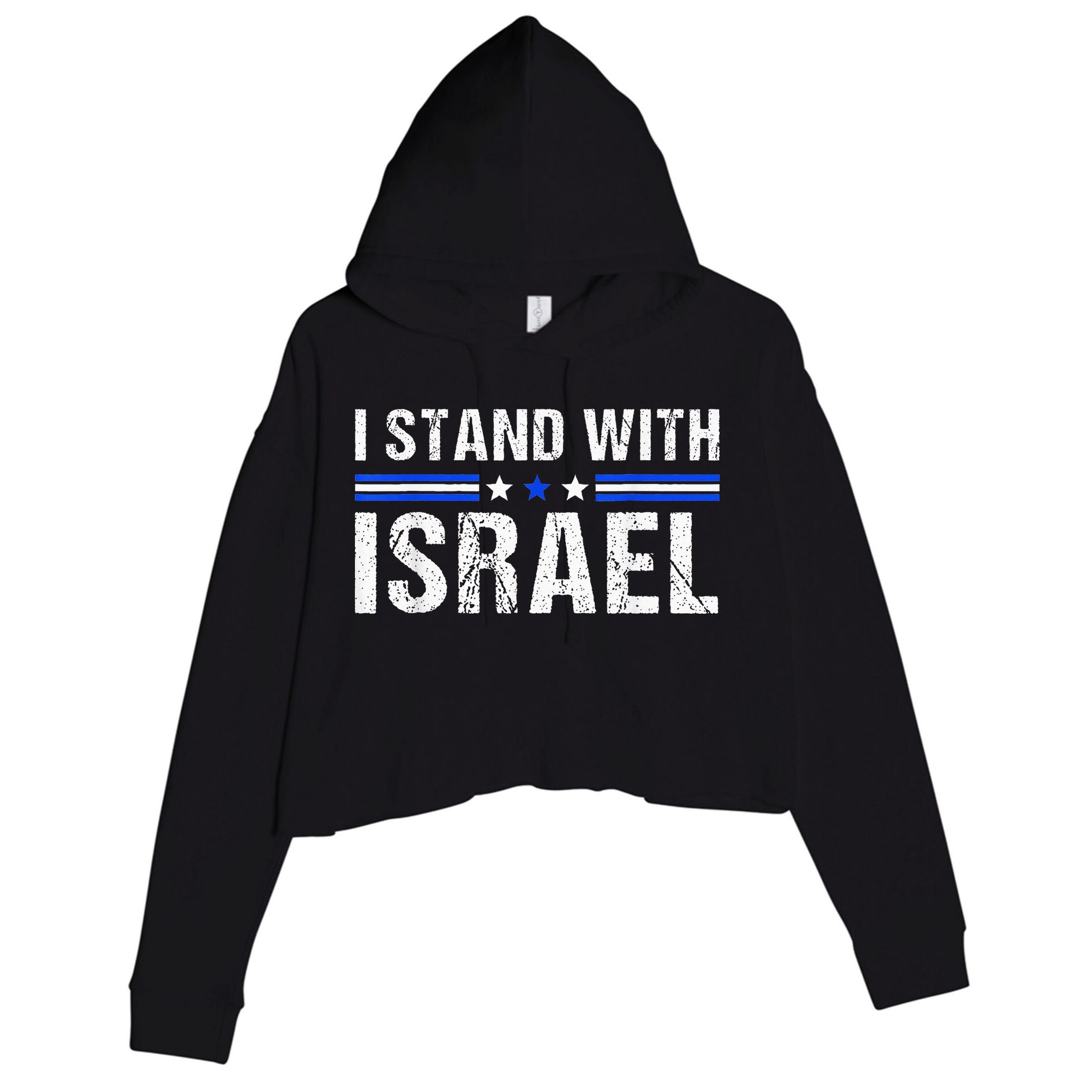 Support I Stand With Israel Jewish Heritage Israeli Flag Crop Fleece Hoodie