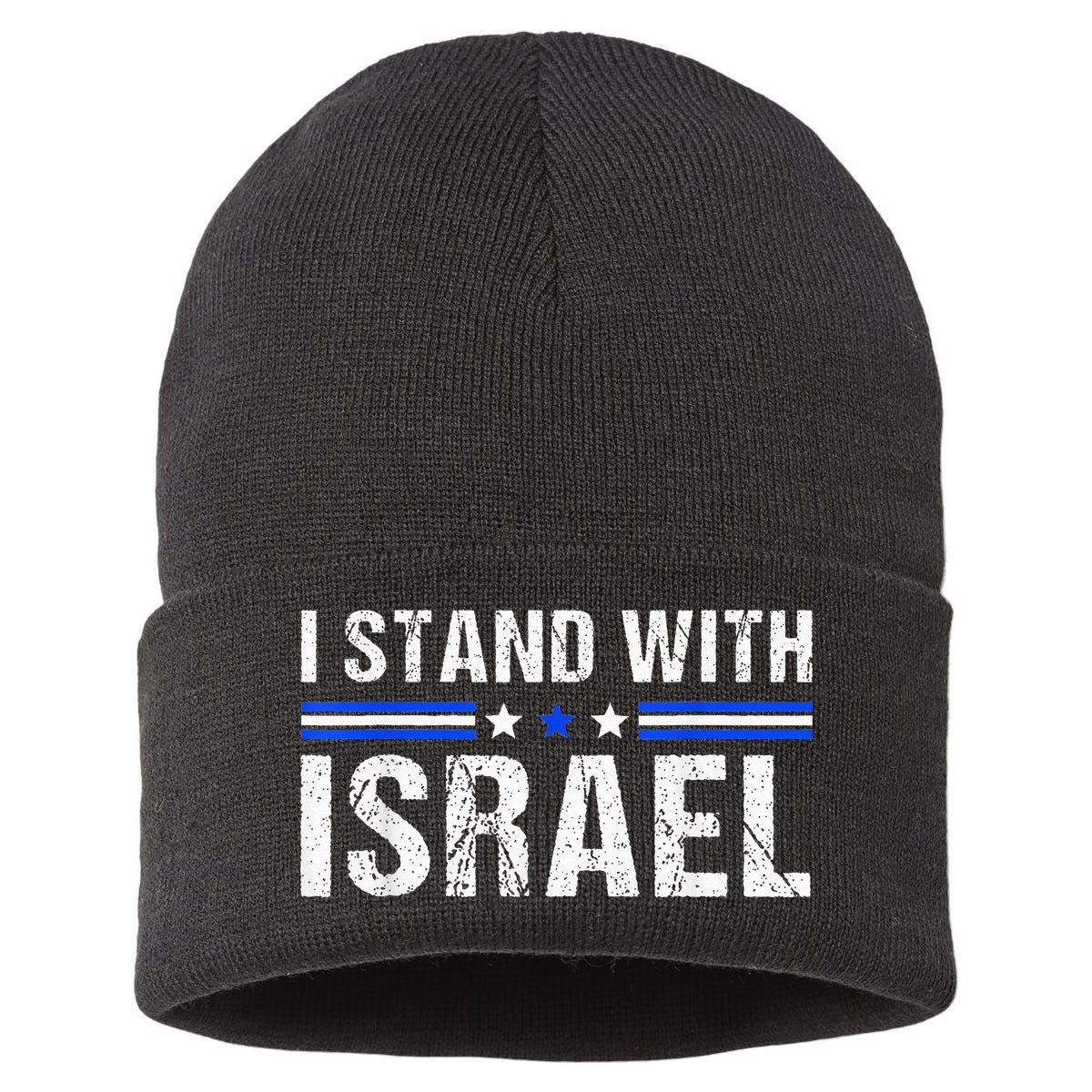 Support I Stand With Israel Jewish Heritage Israeli Flag Sustainable Knit Beanie
